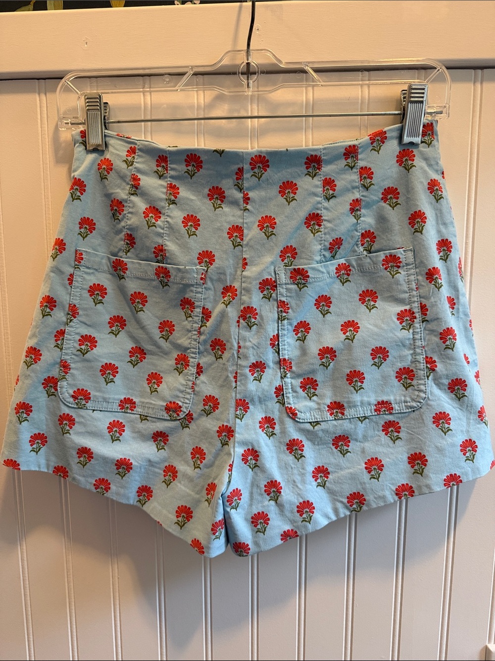 Maeve Light Blue High-Waist Floral Button Shorts - Picture 3 of 4